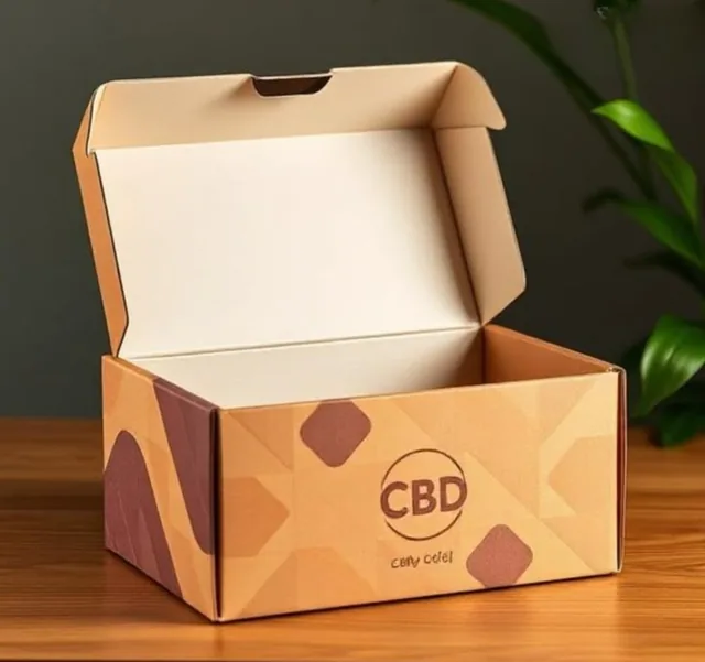 Kraft tuck-top mailer printed with a brown pattern